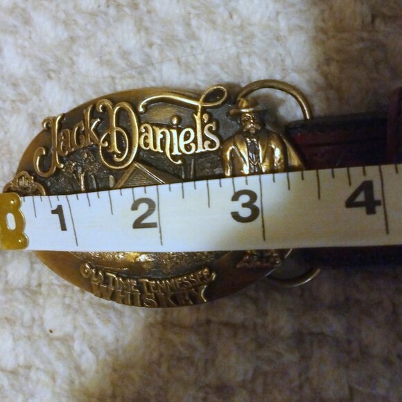 Silver Creek Basket-Weave Leather Belt Sz 50 w/ Jack Daniel’s Brass Buckle - Picture 12 of 12